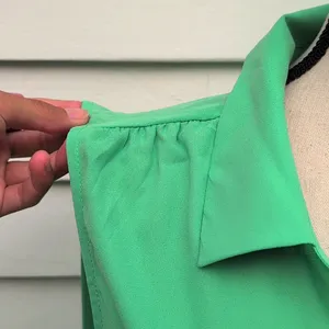 Loft Sleeveless V-Neck Blouse | Loft Sleeveless Collared Shirt | Green Loft Top thumbnail 3