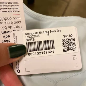 Lululemon Seersucker Light Blue High-Neck Long-Line Swim Top thumbnail 4