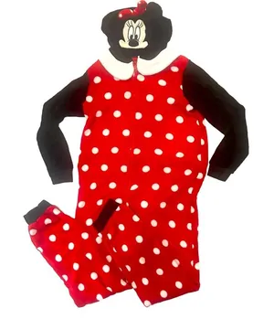 Disney Minnie Mouse‎ Women's Sleepwear PJ Costume Adult One Piece Hood Large thumbnail 1
