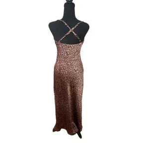 Show Me Your Mumu Florence Slip Dress Leopard Print Cowl Neck Maxi XS Cross Back thumbnail 4