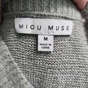 Miou Muse Top‎ Womens Size Medium Grey Sleeveless Mock Neck Ribbed Knit thumbnail 5