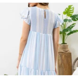 Perch by Blu Pepper‎ Embroidered Striped Tiered Ruffle Sleeve Dress 3XL thumbnail 3