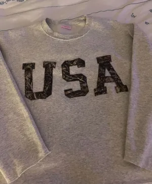 USA Stitched Crewneck Gray Size M thumbnail 1