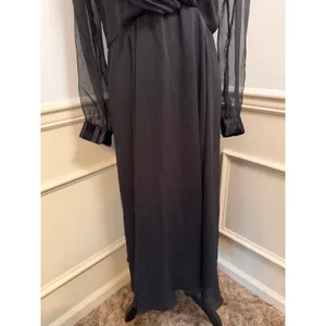 Vintage Ursula of Switzerland Black Georgette Crossover Evening Gown Midi Dress thumbnail 5
