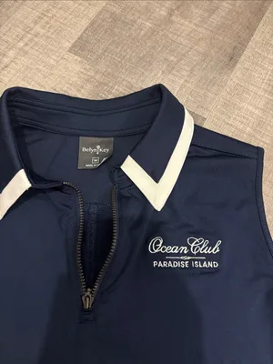 Belyn Key Navy Sleeveless Polo Top with White Collar thumbnail 2