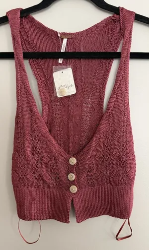 Free‎ People "The Vest Of Us" Marsala Women's Size X-Small thumbnail 1