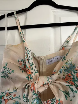 Petal & Pup Cream Slip Dress with Coral & Teal Floral Print thumbnail 2