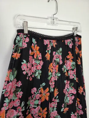 Maxi Length Tiered Floral Skirt Cotton Blend Boho Gypsy Hippie Cottagecore M thumbnail 3