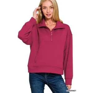 Zenana Scuba Half Zip Sweatshirt‎ with Pockets thumbnail 2