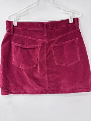 (E-574) Madewell Burgundy Corduroy Zip Mini Skirt thumbnail 6
