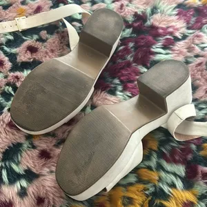 Anthropologie Cream Leather Heeled Sandals thumbnail 7