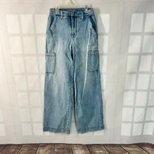 Joe’s Jeans Light Blue Relaxed High Waist Wide Leg Cargo Nolan Jeans Size 26 thumbnail 3