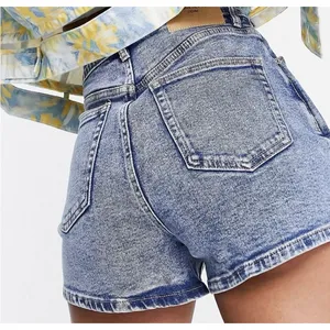 ASOS Urban Revivo Asymmetric Denim Wrap Shorts Light Blue EUC Size‎ S thumbnail 3