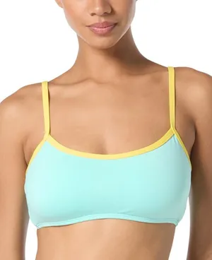 NWT Kate Spade Womens Contrast-Trim Bralette Bikini Top Low Tide Blue S thumbnail 1