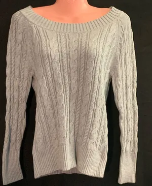 JCPenney Women’s Petite Medium Light Gray Boat Neck Sweater thumbnail 1