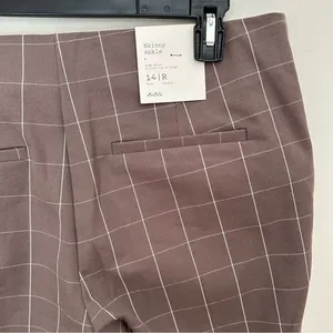 A New Day Brown White Ankle Pants 14R High Rise Stretch NWT work career dress thumbnail 5