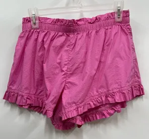 pink aerie shorts size Medium paper bag high waisted ruffle hem lightweight thumbnail 1
