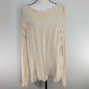 Paige Kuzuyu Ecru Crochet Sweater Women’s XL Cottage core Bohemian‎ thumbnail 2