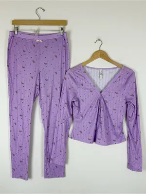 For Love & Lemons Victoria's Secret Pointelle Long Sleeve Pajama Set thumbnail 3