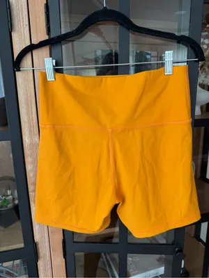 Aerie offline biker shorts high rise no front seam neon tangerine thumbnail 4