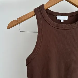 Meshki Tina Dress Small Brown Ribbed Knit Jersey Mini Bodycon Racerback‎ Minimal thumbnail 3