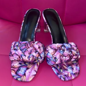 SHEIN Graphic Weave Heeled Mule Sandals thumbnail 2