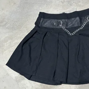 Royal Bones Black Chain Pleated Mini Skirt Punk Goth Y2K Emo Grunge Alt SZ M thumbnail 4