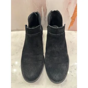 Born Brie Black Distressed Suede‎ Leather Ankle Booties Side Cutout 6.5M Western thumbnail 3