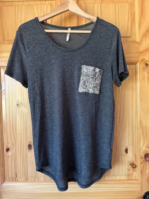 miami Dark Gray Short Sleeve Tee with Sequin Pocket size large thumbnail 1