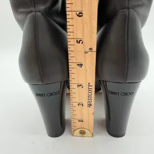 Jimmy Choo Black Soft Leather Sophisticated Pull On Mid Calf Heel Boots 38.5 thumbnail 5