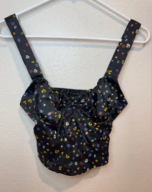 Bershka‎ Women’s Black Floral Corset Top Size S thumbnail 1