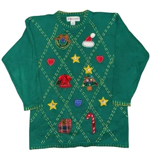 Vintage 80s 90s Victoria Harbour Sweater Holiday Christmas Beaded Size small thumbnail 1