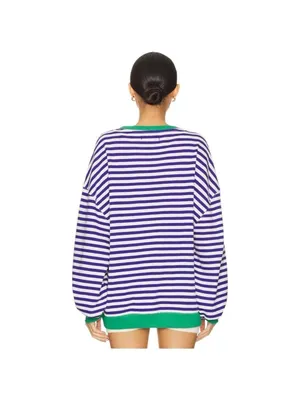 FREE PEOPLE Classic Striped Oversized Crewneck / Sand Dollar Combo thumbnail 3