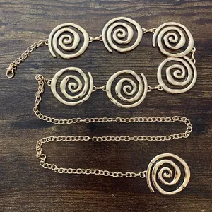 Gold Y2K Open Spiral Swirl Waist Chain Belt, Fits 19 to 41 Inches, X7GA1394 thumbnail 6