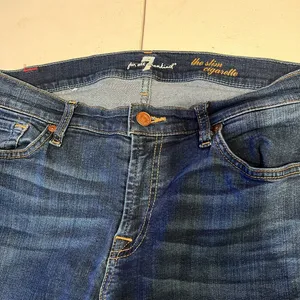 7 for all man kind women’s size 31 skinny blue jeans thumbnail 2