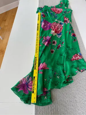 Roz & Ali Emerald Green Floral Asymmetrical One Shoulder Dress Size 6 thumbnail 8