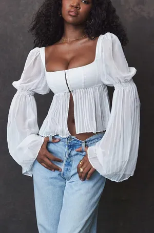 House Of CB Lucie White Pleated Top thumbnail 3