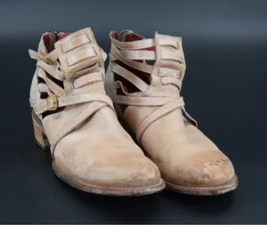 Freebird by Steven "Stair" Strappy Ankle Boots Women Tan Leather Distressed Boho thumbnail 1