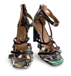 Anne Michelle Faux Snakeskin Metallic Heels thumbnail 2