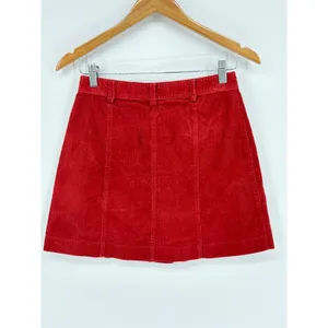 Very‎ J Corduroy Button Front Mini Skirt Small Rust Orange Boho Retro A Line thumbnail 4