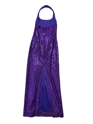 ✨💜 Jessica McClintock Gunne Sax‎ Purple Sequin Halter Gown Dress 3/4 ✨💜 thumbnail 5
