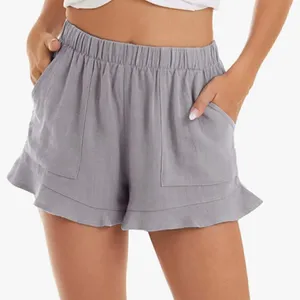 Women's‎ Size Small Casual Shorts Sage Green Gray Ruffle Hem Pockets Stretch thumbnail 11