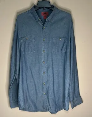 Men’s XLT blue button long sleeve western preppy shirt thumbnail 1