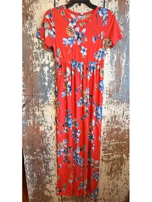 Pink Blush Short Sleeve Floral Maxi Dress, size small thumbnail 2