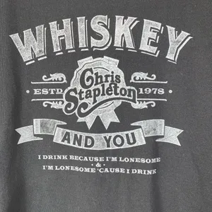 Chris Stapleton Whiskey Print Tee T-Shirt Short Sleeve Cotton Black ladies L thumbnail 2
