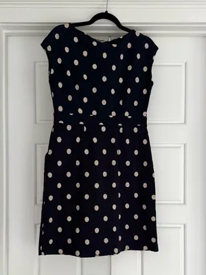 Boden Florrie Jersey Dress Navy Polka Dots - 10P thumbnail 3