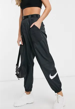 Nike Swoosh Black Cargo Joggers thumbnail 1