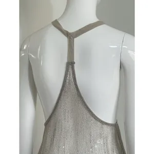 Women’s Crochet Tank Top Brown Open Knit Sequin Boho Festival Size L Hippie thumbnail 7
