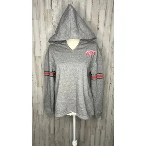 NWT‎ NHL Detroit Red Wings Women's Medium Gray V-Neck Pullover Hoodie Jacket thumbnail 2