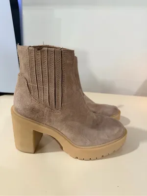 Dolce Vita Taupe Suede Platform Chelsea Heeled Boot thumbnail 3